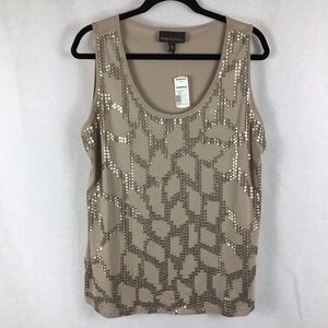 Dana Buchman Tank Size L Animal Sequin Beige